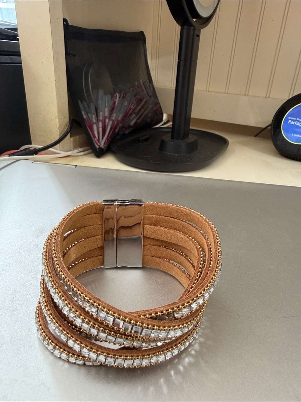 Magnetic wrap bracelet crystal stones